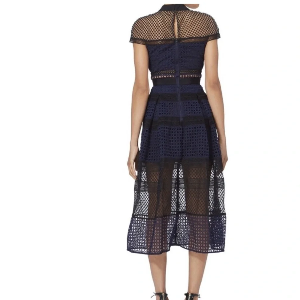 Self-Portrait Black and Blue Midi Dress - Picture 3 of 3